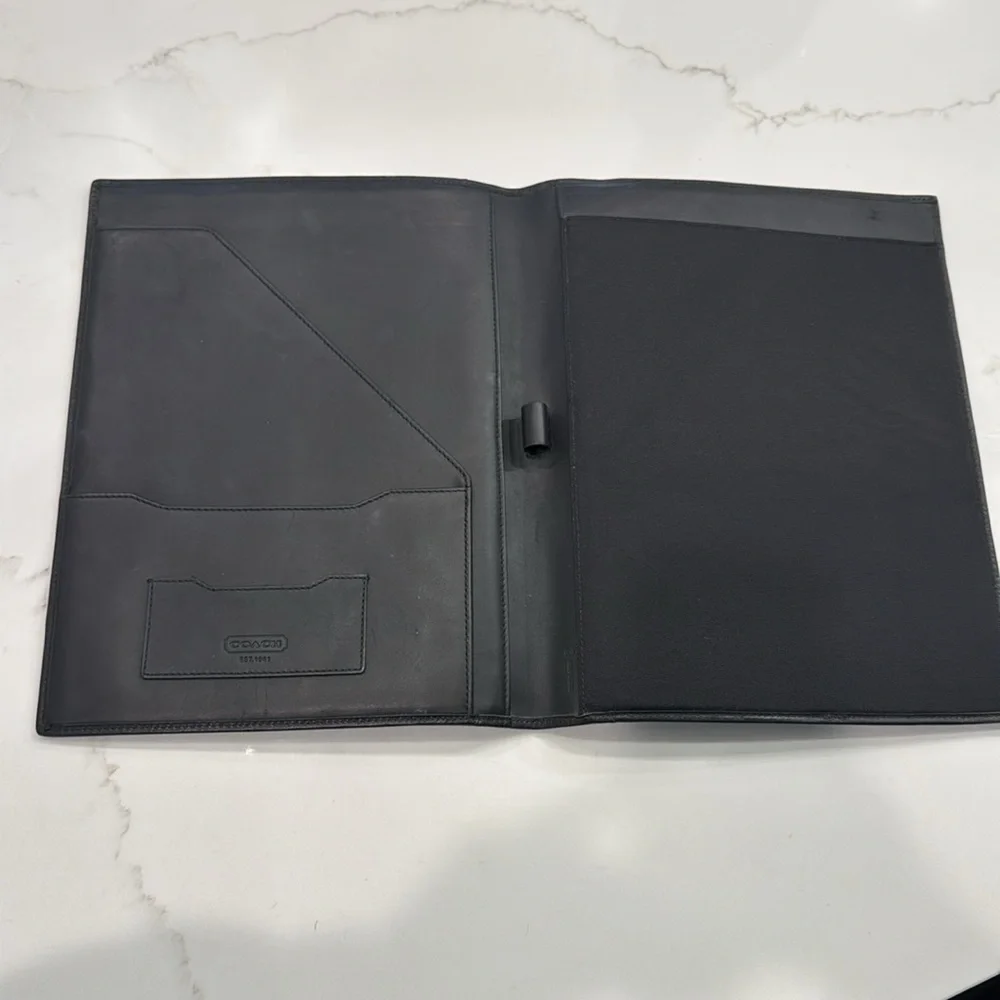 Coach Black Leather Padfolio Folder